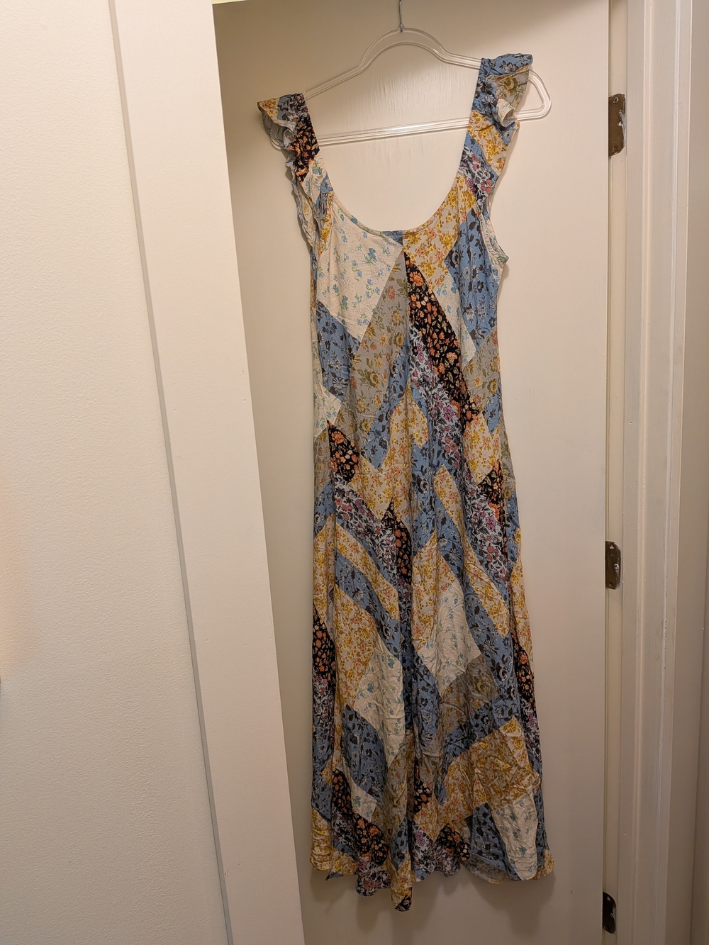 ASOS Boho Patchwork Floral Maxi Dress - Blue & Yellow US Size 14 - Picture 2 of 6